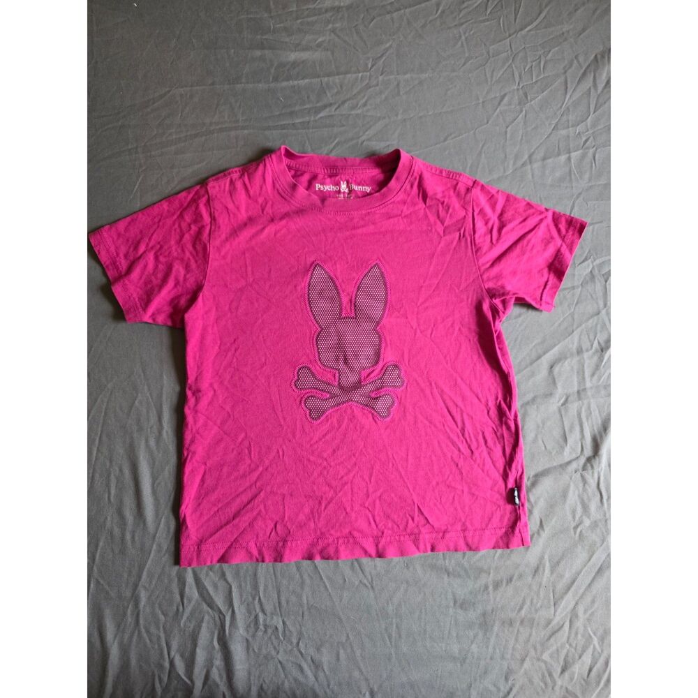 Psycho Bunny Pink Skull & Crossbones Graphic Tee - Kids Size 7-8 / Small NWOT